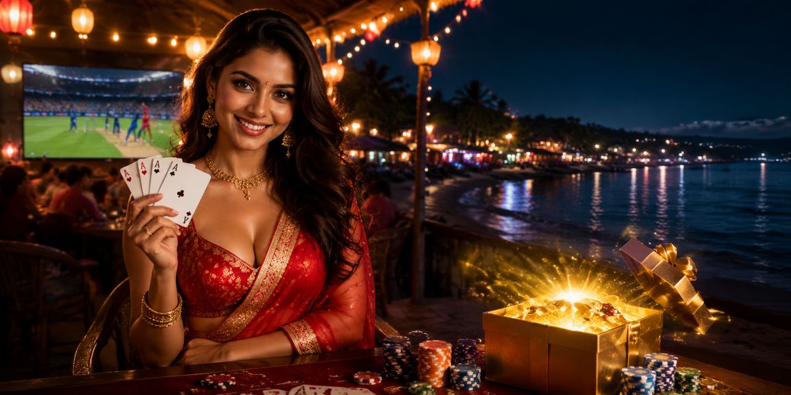 Indian woman enjoying cricket betting online on mobile in saree